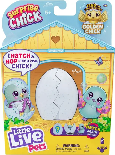 Miniatura 11 de Little Live Pets - Pollito sorpresa; lindo juguete interactivo y coleccionable que gorjea y pulsa; sale del huevo y salta - Huevo azul
