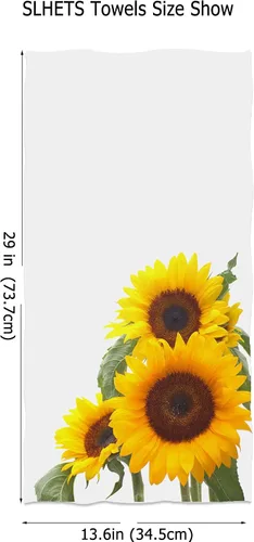 Miniatura 2 de Toallas de mano con diseño de girasoles brillantes, toallas de baño suaves con flores amarillas y hojas verdes, 13.6 x 29 pies