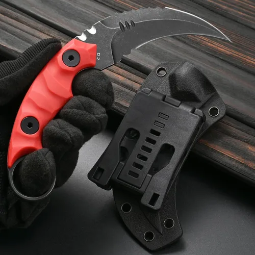 Miniatura 6 de Gtkii GTK691 Cuchillo de hoja fija D2 de acero con mango de nylon y fibra de vidrio con funda de Kydex para camping al aire libre, caza, senderismo