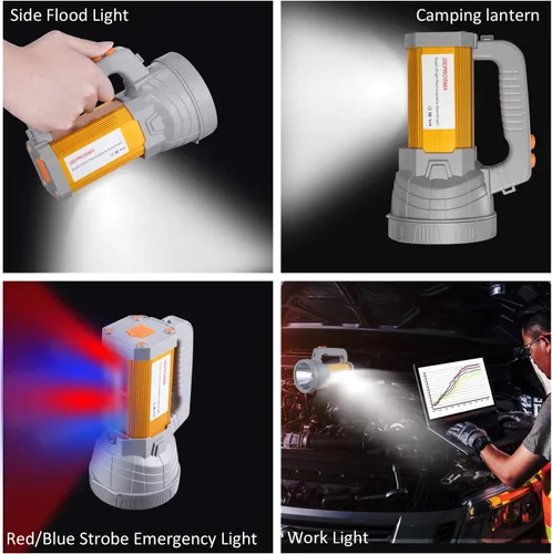Miniatura 3 de Linterna LED de múltiples funciones, recargable de alto lúmenes, potente y fuerte, foco de mano de metal, súper brillante, largo alcance, 800