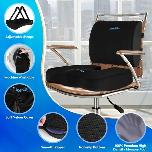 Miniatura 3 de Cojín de asiento CloudBliss, cojín para silla de oficina, cojín para asiento de coche, almohada de soporte lumbar para silla de oficina, almohada