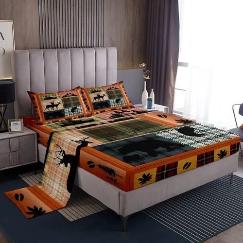 Miniatura 27 de Erosebridal Woodland Animals Bed Sheets Twin Bear Deer Wolf Hunting Theme Sheet Set for Kids Boys Girls Rustic Cabin Lodge Decor Sheets Farmhouse
