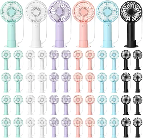 Miniatura 45 de Tujoe Mini ventilador de mano potente de 3 velocidades, ventilador personal pequeño portátil recargable con base USB para mujeres, maquillaje