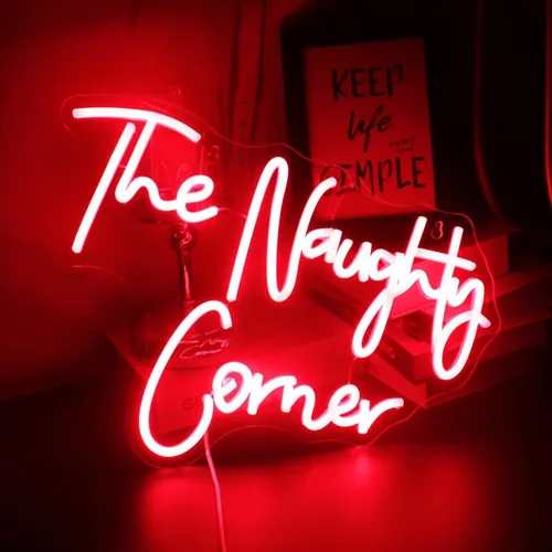 QiaoFei Letrero LED de neón con texto en inglés "The Naughty Corner" con letras alimentadas por USB, luces de neón para habitación de niñas, hogar,