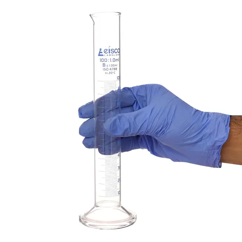 Miniatura 5 de Cilindro graduado, 3.4 fl oz - Tolerancia clase B ± 0.0 fl oz - Base redonda - Graduaciones azules - Vidrio de borosilicato 3.3 - Eisco Labs
