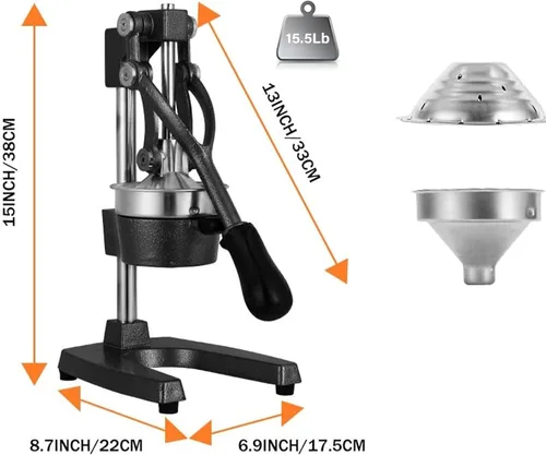 Miniatura 2 de Exprimidor manual de cítricos de hierro fundido resistente, prensa manual de acero inoxidable exprimidor de naranja limón, máquina de prensa