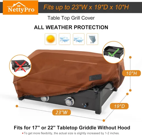 Miniatura 6 de NettyPro Cubierta de Plancha para Plancha de Mesa de 22 Pulgadas y 17 Pulgadas, Impermeable, Resistente, Portátil, Cubierta de Plancha de Propano