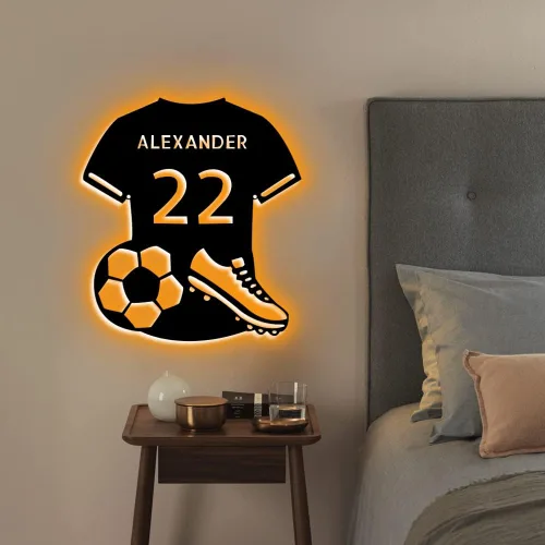 Miniatura 4 de Letrero de neón personalizado de jersey de fútbol americano, letreros de neón LED de fútbol americano para decoración de pared, alimentado por USB