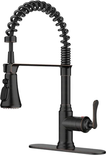 Miniatura 25 de FORIOUS Grifo de cocina con rociador extraíble, grifo de fregadero clásico de resorte extraíble de acero inoxidable comercial de una sola manija