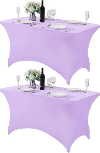 Miniatura 45 de Mantel de elastano para mesas de 4, 6 u 8 pies, mantel elástico universal ajustable para fiestas, banquetes, bodas y eventos - Verde manzana