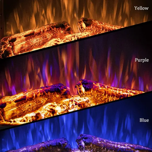 Miniatura 5 de Chimenea eléctrica de 36 pulgadas con puerta de vidrio, calentador de chimenea eléctrico empotrado con sonido de crepitación de fuego, luz superior