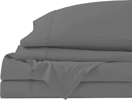 Miniatura 29 de Juego de cama de 5 piezas, 100% algodón egipcio de 600 hilos, fundas de almohada y sábana bajera con bolsillo extra profundo, ropa de cama suave