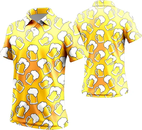 Miniatura 72 de Camisa de golf de los años 80 para hombre, ajuste seco, manga corta, estampada, divertidas, camisas de golf de los años 90 para hombre
