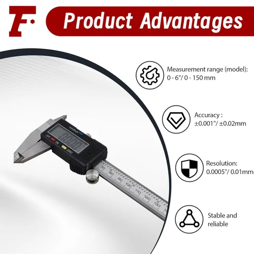 Miniatura 3 de findmall Cuerpo electrónico del acero inoxidable del calibrador de Digitaces con la pantalla LCD grande 0-6 pulgadas pulgadas/milímetro