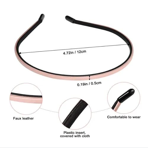 Miniatura 4 de 2 diademas de cuero cubiertas de plástico simples para mujeres y niñas