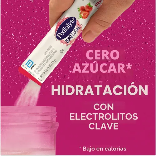 Miniatura 2 de Pedialyte Mezcla de bebidas con electrolitos sin azúcar Hidratación con electrolitos clave Gran hidratación baja en calorías Fresa, 24