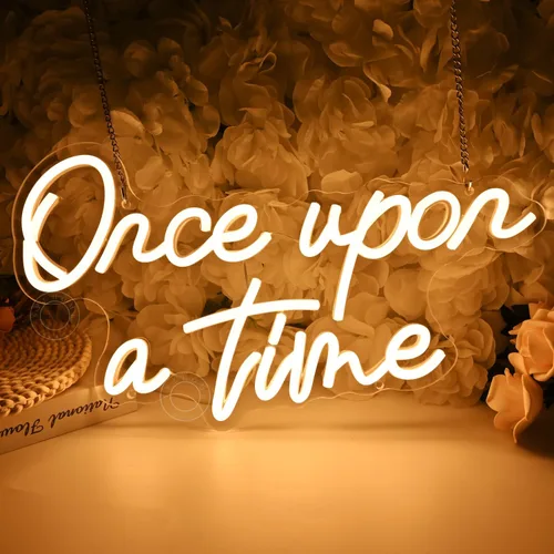 SYLHOME Letrero de neón LED "Once Upon A Time" para decoración del hogar, dormitorio, habitación de niños, guardería, decoración de pared, palabras