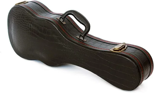 Miniatura 2 de Estuche rígido para ukelele, funda para ukelele de concierto, 23/24 pulgadas, superficie de cuero con patrón de cocodrilo con interior de felpa
