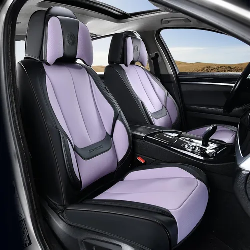 Miniatura 78 de Coverado - Juego completo de fundas de asiento de automóvil grises de cuero napa, impermeables, con cojín para asientos delanteros y respaldos, apto
