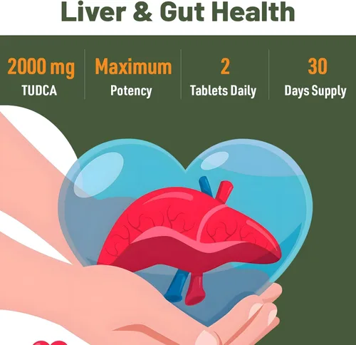 Miniatura 5 de TUDCA - Suplementos hepáticos de 2000 mg – Sales biliares fuertes que apoyan la desintoxicación y limpieza del hígado – Fórmula de salud del hígado