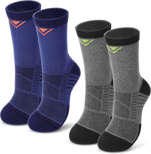 3-Pair Hiking Socks Women Men Moisture Wicking Breathable Cotton Cushion Crew Socks for Outdoor Sports Hiking Running Walking