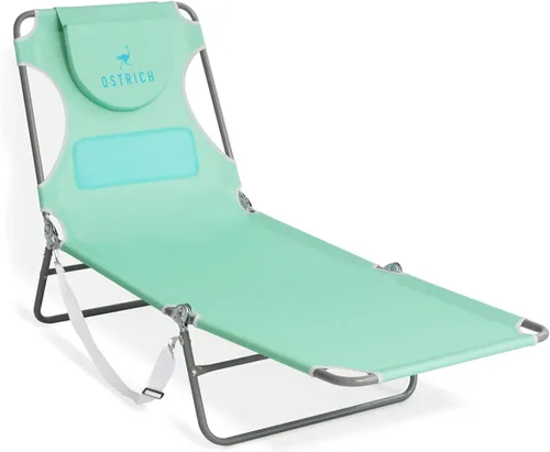 Ostrich The Ladies - Tumbona cómoda con soporte para el pecho, plegable y portátil reclinable para exteriores, patio, playa, césped, camping, Verde