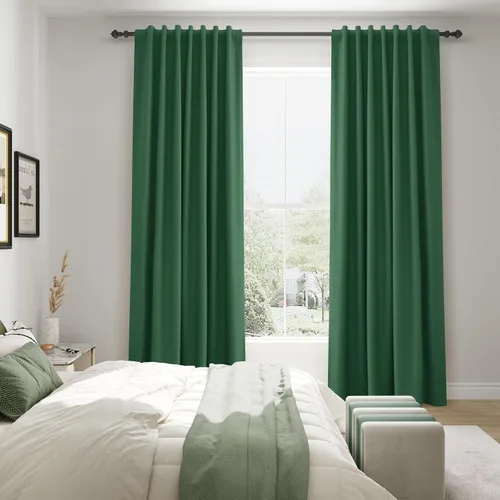 Miniatura 7 de Joywell Cortinas 100% opacas de 84 pulgadas de largo, juego de 2 paneles de cortinas de oscurecimiento de habitación para dormitorio, pestañas Verde