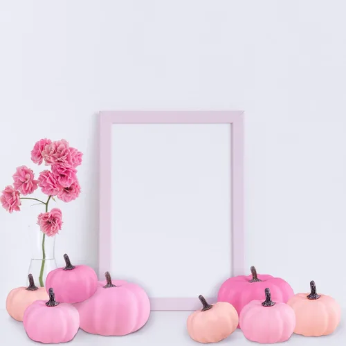 Miniatura 6 de 12 calabazas artificiales de otoño pequeñas, calabazas artificiales de color rosa sintético, calabazas decorativas de espuma para regalos, bodas