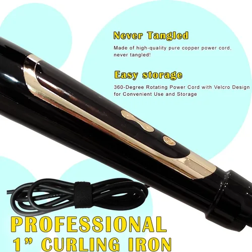 Miniatura 5 de abp - Rizador de 1 pulgada con barril extralargo y revestimiento de cerámica para cabello largo/mediano, pantalla LED con calentamiento instantáneo