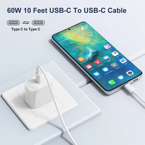Miniatura 2 de Cable USB C a USB C para iPhone15/Pro/Max/Mini, paquete de 2 cables Usbc a Usbc de 60 W de 3 pies, tipo cable de carga