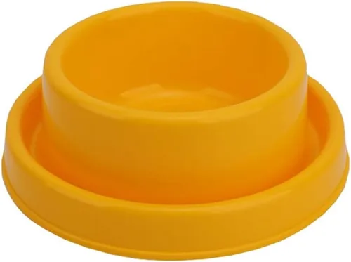 Ants Away - Cuenco redondo para perros y gatos, comedero para animales pequeños, sin derrames, color amarillo, S