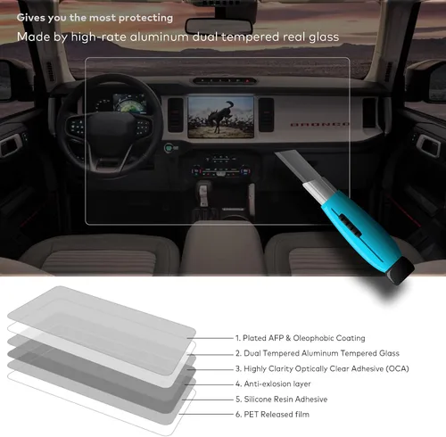 Miniatura 3 de Protector de pantalla de vidrio templado prémium para Ford Bronco 2021 2022 2023 2024 2025 Accesorios de infoentretenimiento para pantalla táctil