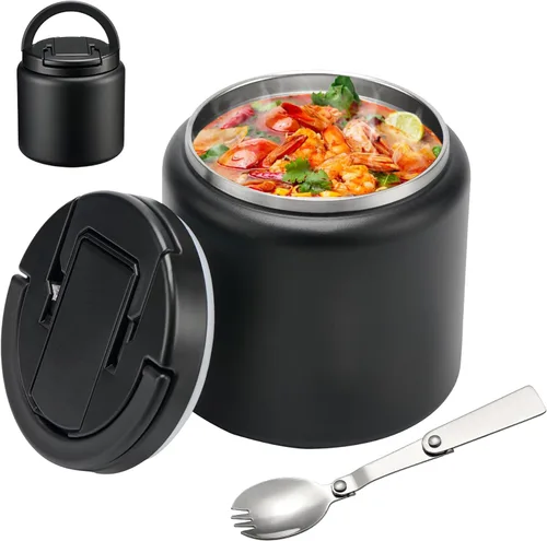 Miniatura 13 de BABHAMNESS Termo para sopa de 13.5 onzas para comida caliente para niños, frasco de comida aislado al vacío con tapa de hebilla, boca ancha a prueba