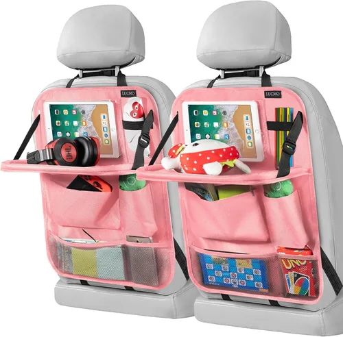 Miniatura 11 de LUCMO Organizador de asiento trasero de coche con soporte para tableta - 2 piezas, organizador de almacenamiento de coche con 6 bolsillos