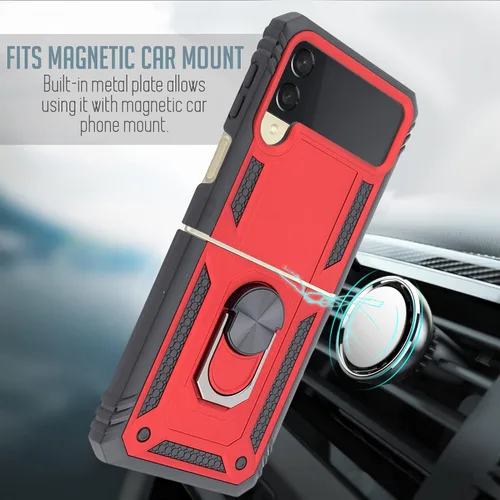 Miniatura 4 de Funda compatible con Galaxy Z Flip 3 anillos, delgada funda magnética para teléfono, protección completa, policarbonato duro con agarre