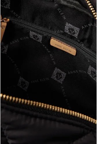 Miniatura 3 de Anne Klein Nylon acolchado Weekender, Negro Arena Cálida Cincha Negro-Blanco