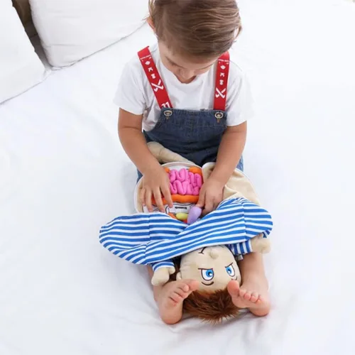 Miniatura 5 de KAKIBLIN Modelo de cuerpo humano para niños, muñeca de anatomía de felpa con órganos humanos extraíbles, muñeca de peluche educativa, kits