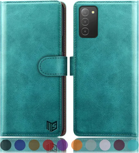 Miniatura 7 de SUANPOT Funda tipo cartera para Samsung Galaxy A03S 【Bloqueo RFID】 Soporte para tarjetas de crédito, libro de folio con tapa de cuero PU Funda a