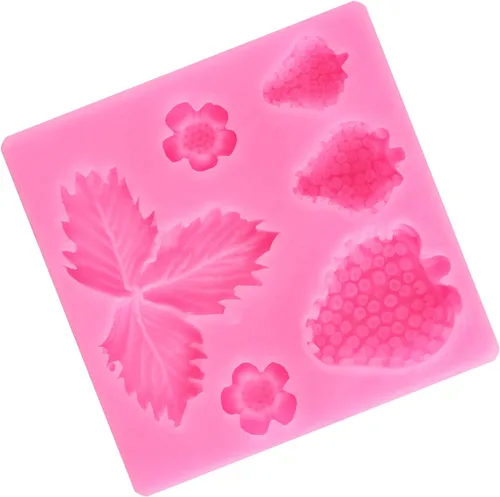 Miniatura 5 de ZiXiang Molde de silicona de fresa, hojas de fresa, moldes de fondant para decoración de pasteles de frutas, decoración de cupcakes, arcilla Estilo a