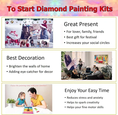 Miniatura 6 de YALKIN Kits de Pintura de Diamantes 5D para Adultos DIY Taladro Redondo Completo (11.8 x 15.7 pulgadas) Imágenes de Bordado Artes Pintar por Números