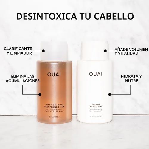 Miniatura 2 de OUAI Champú Detox y acondicionador para cabello fino, champú clarificante para acumulación, suciedad, aceite, producto y agua dura y acondicionador