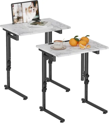 Miniatura 13 de Adjustable Folding TV Tray Table,TV Dinner Small Foldable C-Shaped End Table for Eating,6 Height Adjustable Slide Under Couch Side with Sturdy MDF