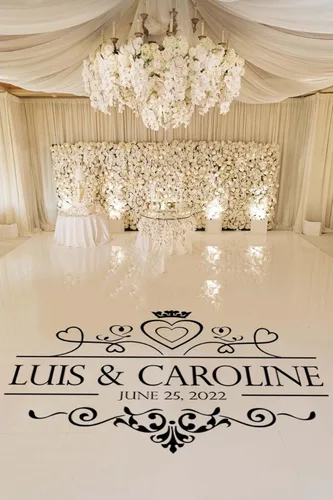 Miniatura 7 de Monograma de pista de baile de boda con nombre y fecha personalizados - Adhesivo de vinilo para decoración de recepción o decoración de fiesta
