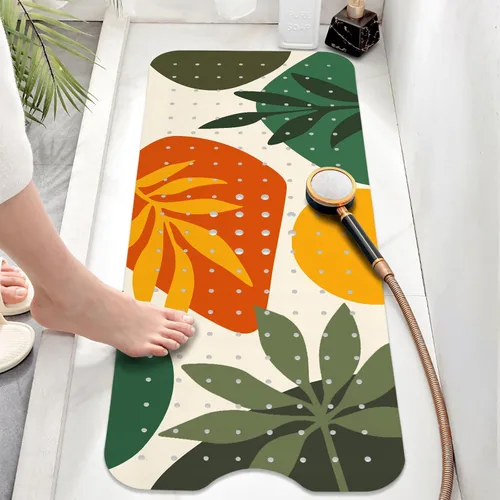 Miniatura 6 de Alfombra de baño antideslizante, alfombra de baño Bohemia para bañera, alfombra de baño extra larga con ventosas y agujeros de drenaje