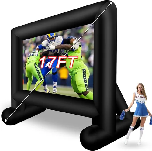 Inlftable - Pantalla de cine inflable de 17 pies para exteriores, pantalla de película inflable con bolsa de almacenamiento de soplador de aire,