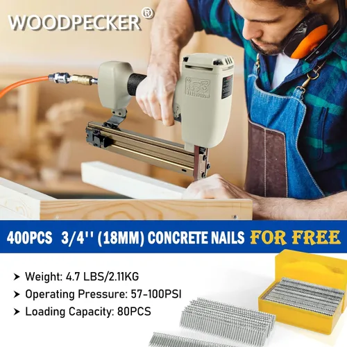 Miniatura 2 de Woodpecker ST38H - Clavadora de concreto calibre 14 con 400 clavos en T de concreto, pistola de uñas en T de 3/4 a 1-1/2 pulgadas para clavar