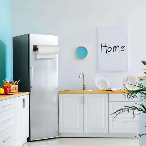 Miniatura 3 de Portarrollos de papel negro con montaje magnético, barra de papel con fuerte respaldo magnético - para cocina, refrigerador, parrilla, caja