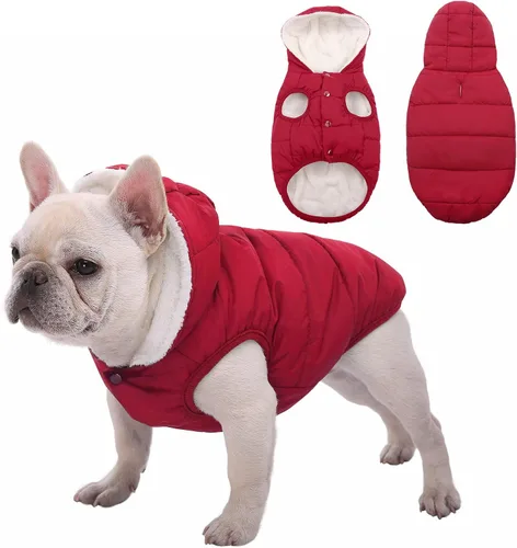 SAWMONG Abrigo de invierno impermeable para perro, chaqueta cálida con forro polar para perro con capucha, abrigo resistente al viento, chaleco de