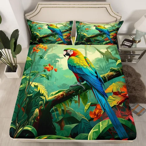 Miniatura 11 de Erosebridal Phoenix - Juego de sábanas de tamaño matrimonial, juego de sábanas bajeras de Phoenix con estampado de pájaro mágico para niños, Color 14