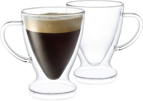 JoyJolt Declan Irish - Tazas de café expreso de vidrio con aislamiento de doble pared (juego de 2) -5 onzas.